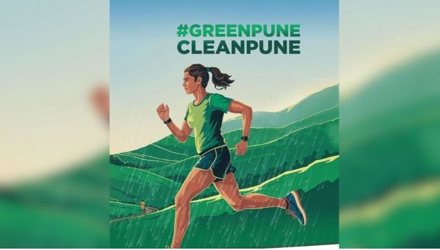 Participants and pets running in the Green Pune Monsoon Marathon 2025